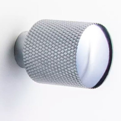 Modern Knurled Chrome Cylinder Knob