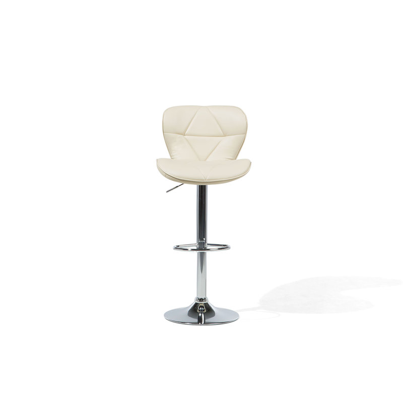 Kukkapalli Swivel Upholstered Adjustable Height Counter Stool with Metal Frame, Beige