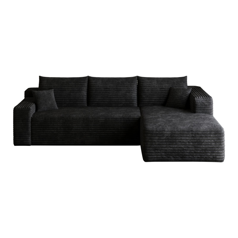 Canapé modulaire 95 po Cloud, fauteuils rembourrés minimalistes modernes, canapé confortable en forme de U pour le salon, canapé d'angle à assise profonde, aucun assemblage requis, noir (tissu en velours côtelé moelleux)