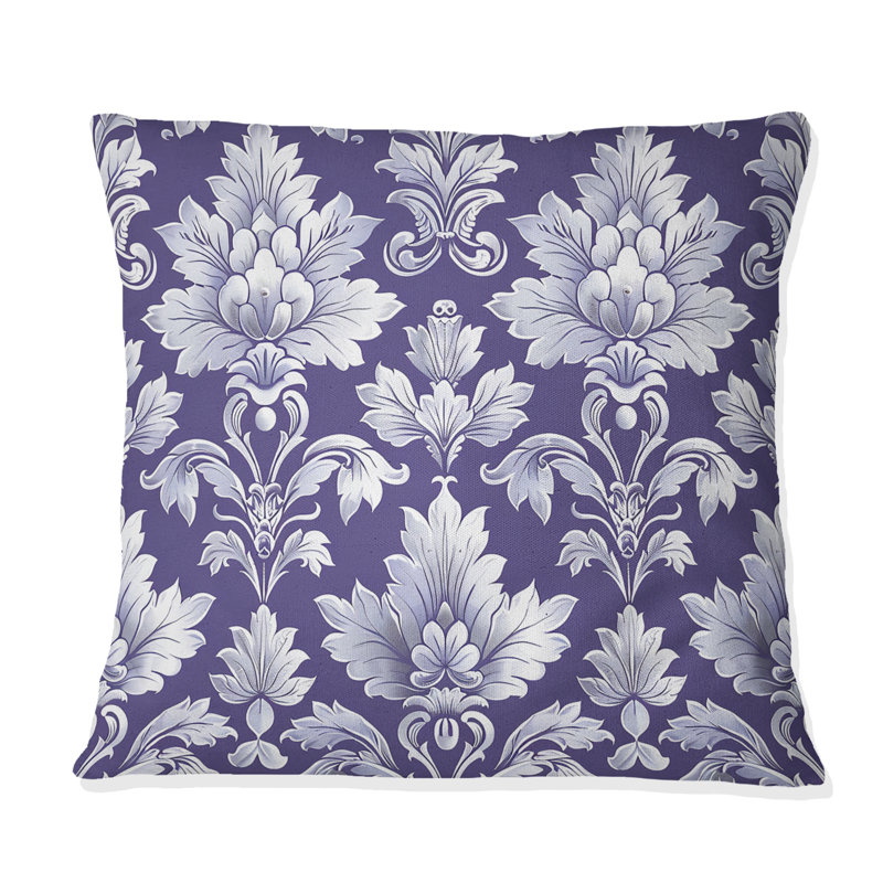 Coussin décoratif damassé à motif floral II - Glam, H 16 po x l 16 po