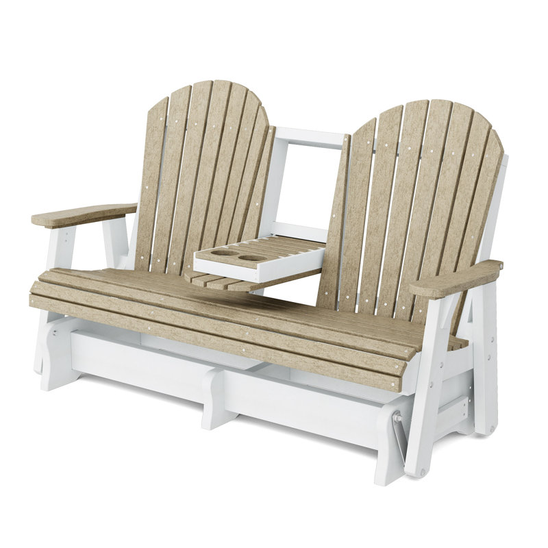 Fauteuil oscillant 5 pi avec console Heritage, Bois patiné / blanc