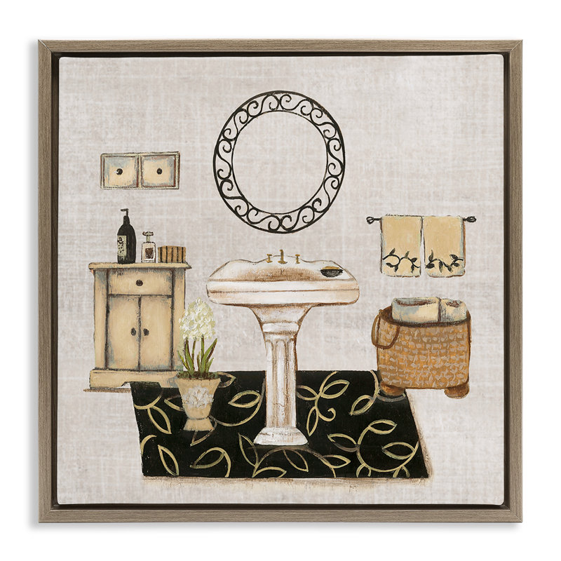 Cadre flottant rétro pour salle de bain, design par Janet Tava, H 25 po x l 25 po, Cadre flottant orme Montalcino