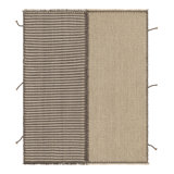 Rug & Kilim’S Accent Kilim, Square Rug With Textural Beige And Gray Stripes