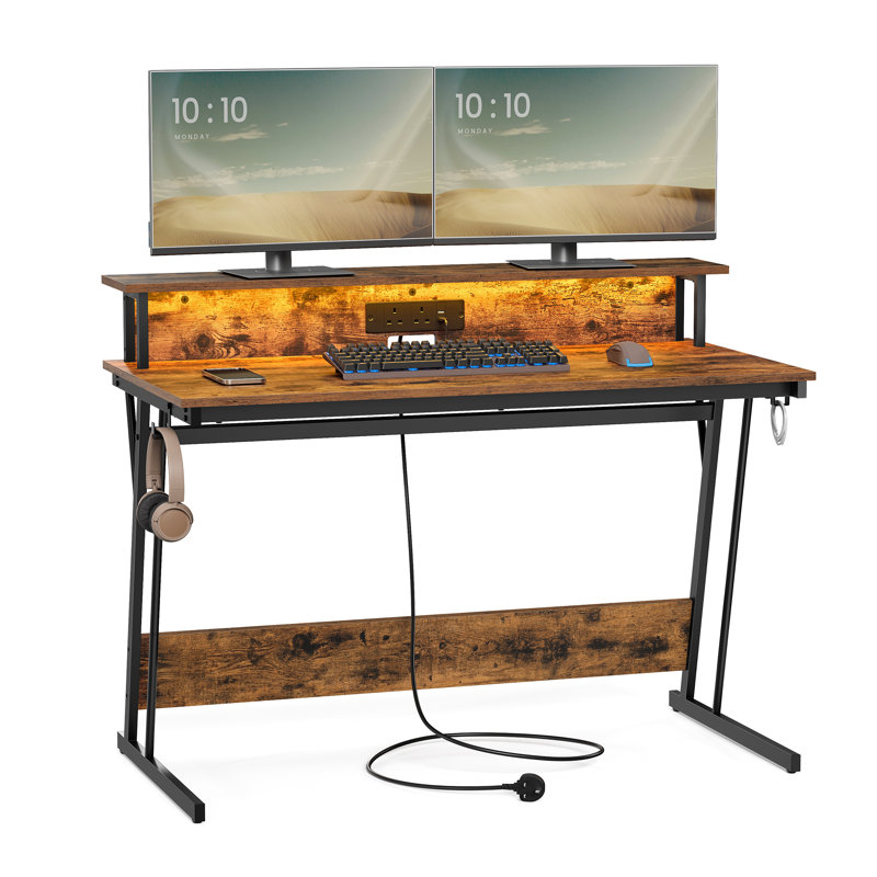 Alcedo 100cm L Computer Table, 76cm H x 120cm W x 60cm D, Brown