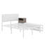 Lit plateforme double en métal avec tablettes de rangement à deux niveaux, armoire de rangement en bois, structure en métal durable avec surface de revêtement douce-2084645930