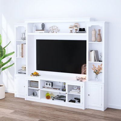 Meuble télé moderne avec meuble télé l 95 po et bibliothèque pour téléviseur de 65 po ou moins