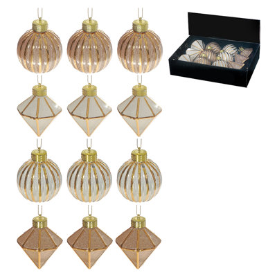 Ornement à paillettes diamant et boule (assorti) (12 / disp) - ensemble de 12