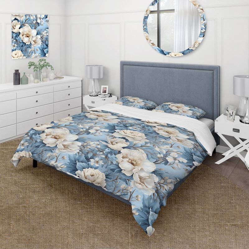 Ensemble de housse de couette Ethereal Rococo Flourish Victorian, Housse de couette simple + 1 taie décorative stan