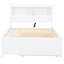 Lit plateforme double blanc avec lit gigogne, rangement de tiroirs, tiroirs et tête de lit-1007545042