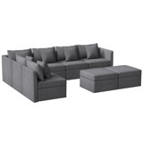 8 - Piece Upholstered Modular Sectional Sofa Convertible L Shaped Couch With Storage Ottoman