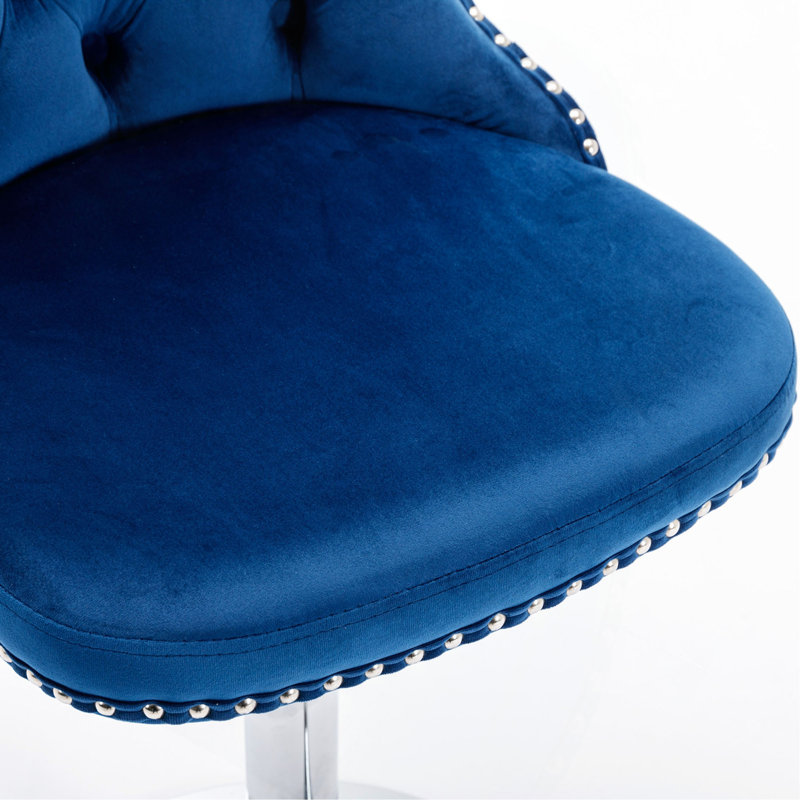Tabourets de bar pivotants en velours d'une hauteur de siège réglable de 25 à 33 pouces, tabourets de bar à base chromée avec dossier capitonné confortable pour un pub à la maison et un îlot de cuisine, ensemble de 2
