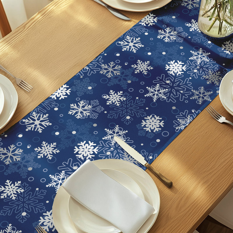 Eustis Geometric Table Runner, 72" L x 12" W, Navy