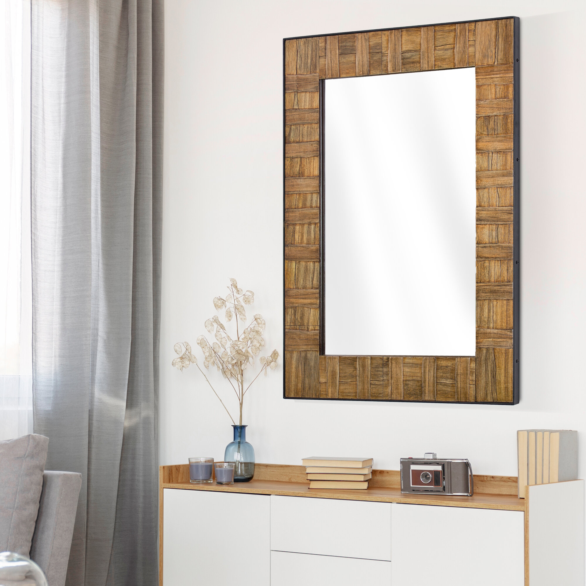 Loon Peak® Mccullum Wood Flat Wall Mirror | Wayfair