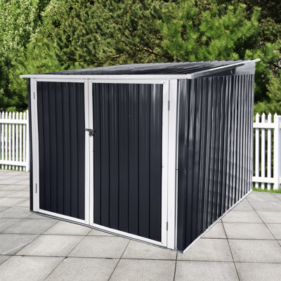 Heavy-duty 4-bike Outdoor Storage Unit, Galvanized Steel, To Damage, Grey Steel Building, Rust Rot Fire Water ,