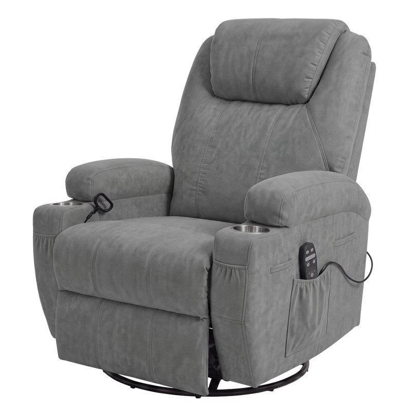 Fauteuil de massage inclinable avec fonction pivotante et berçante, Grey Fabric