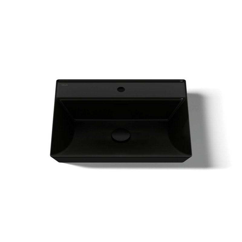 Lavabo de salle de bain vasque rectangulaire Brazn, Blanc, Noir adouci, Simple