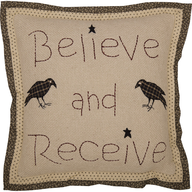 Kettle Grove Embroidered Cotton Reversible Throw Pillow, 12"W x 12"L