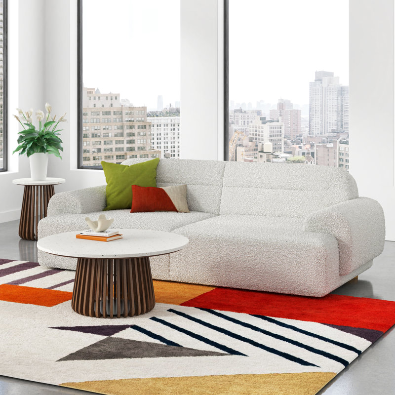 Ayda Upholstered 89'' Sofa, White Boucle 100% Polyester