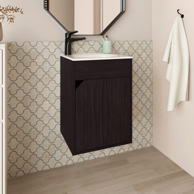 Meuble-lavabo flottant avec porte Wengue