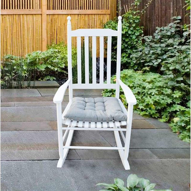 Chaise berçante en bois de véranda en bois blanc - Fabriquée en bois franc massif pour une utilisation à long terme Siège large et accoudoirs Confort optimal Dossier à lattes facile à assembler