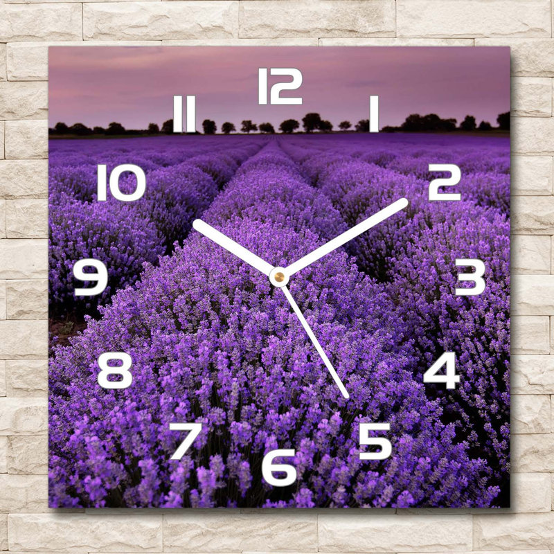 Glass Wall Clock, White/Purple