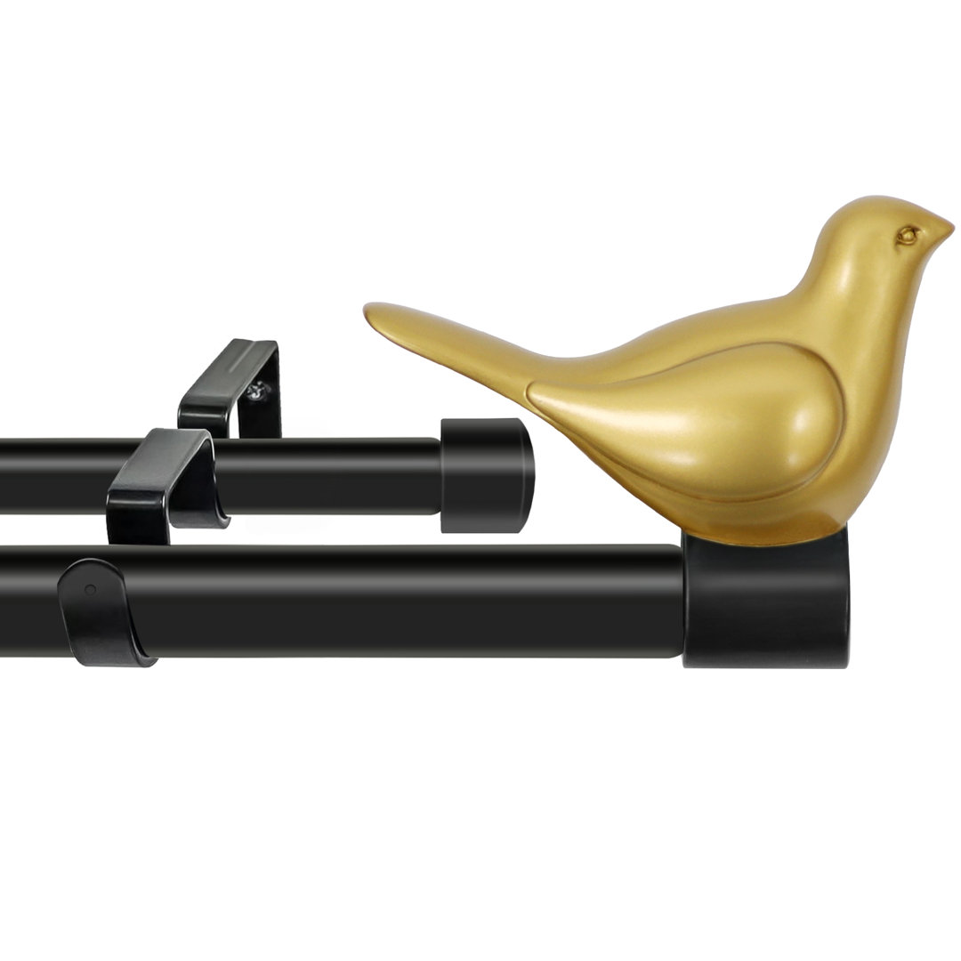 Nazeef MERIVILLE 3/4" Diameter Farmhouse Double Window Treatment Curtain Rod, Bird Finials Winston Porter 