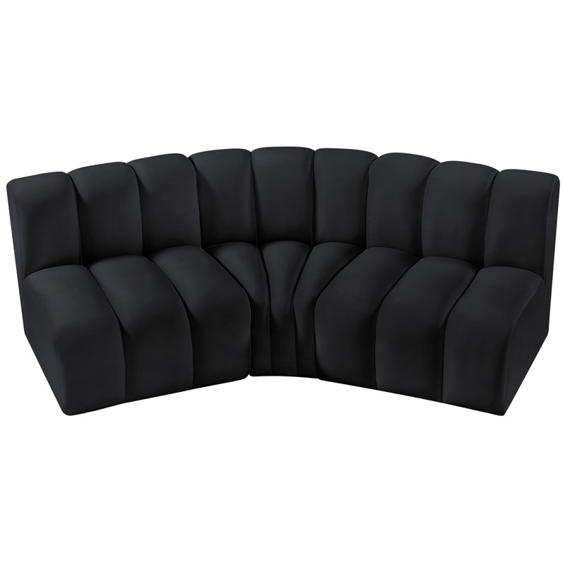 Hyoung Upholstered Curved Sectional Reversible, Black Velvet