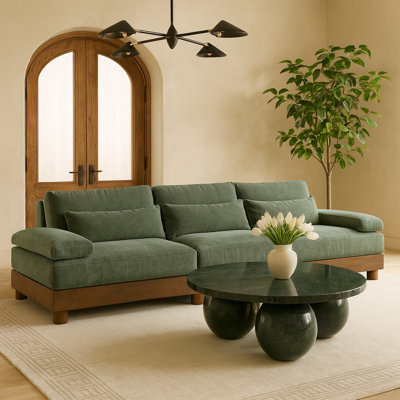Turin 135.5" Chenille Fabric Upholstered 3Pc. Modular Sofa