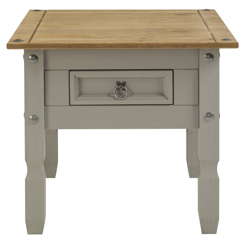 Aadhvik Solid Wood End Table with Storage, Gray Wash