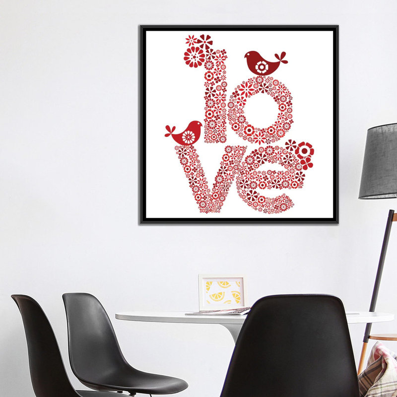 « red love », impression sur toile tendue, H 37 po x l 37 po x P 1,5 po, Cadre noir
