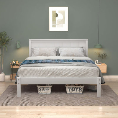  Base de lit plateforme en bois avec tête de lit Varmo