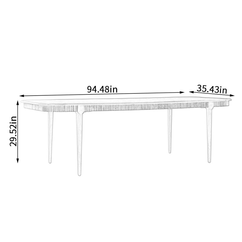 Oak Solid Wood Dining Table, 35.43" W x 94.48" L