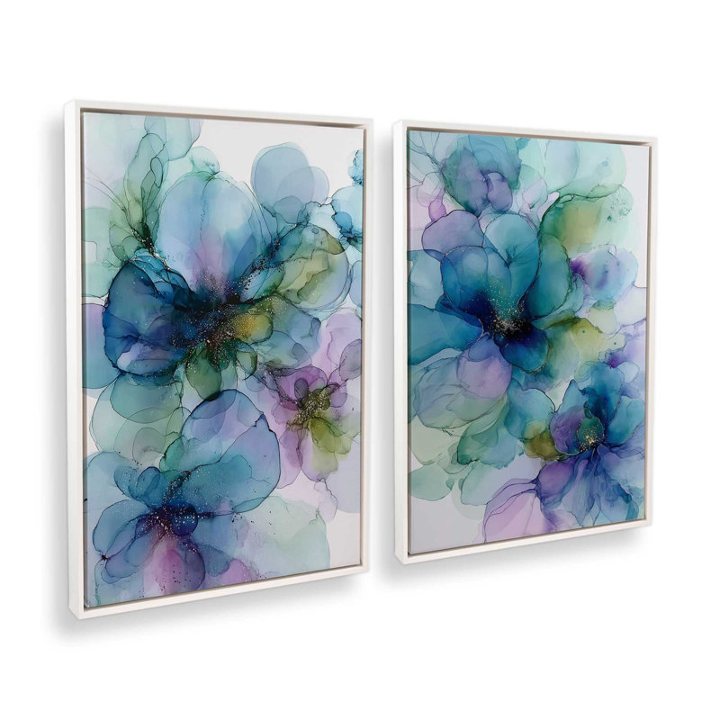 Blooming Mirage, ensemble de 2 impressions, 12 po x 8 po, Cadre flottant blanc opaque