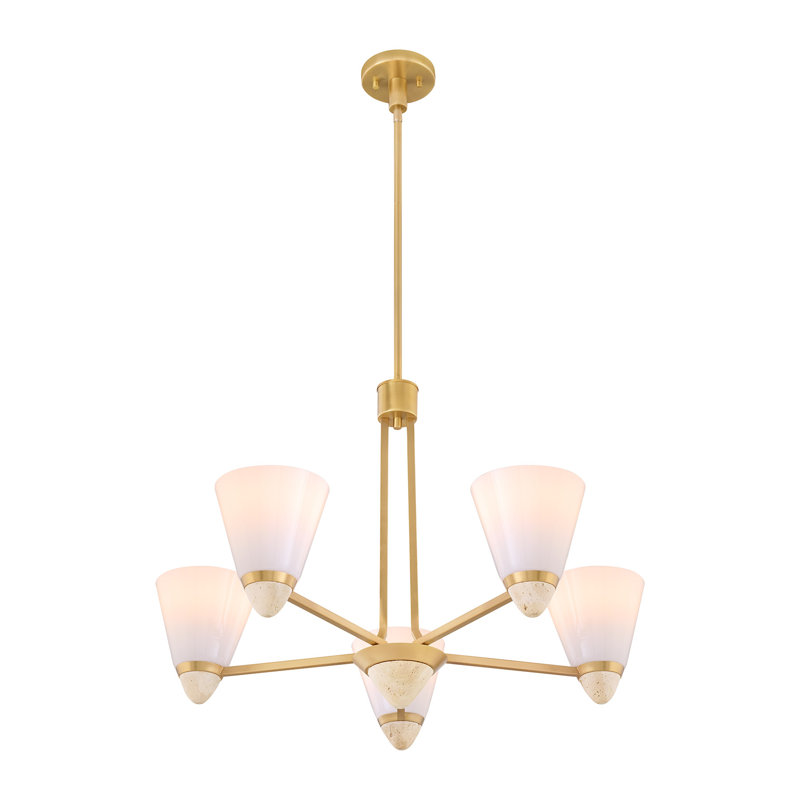 Kohlman 5-Light Chandelier in Warm Brass, 18" H x 30" W x 30" D, 5 Lights