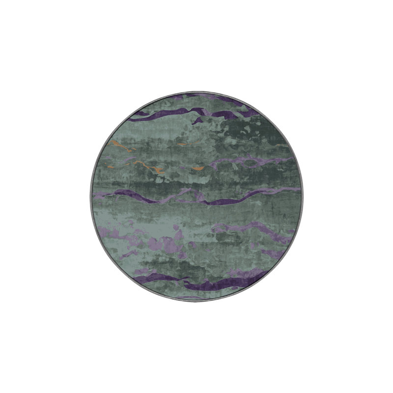 Machine Washable Gray Area Rug, Round 6'