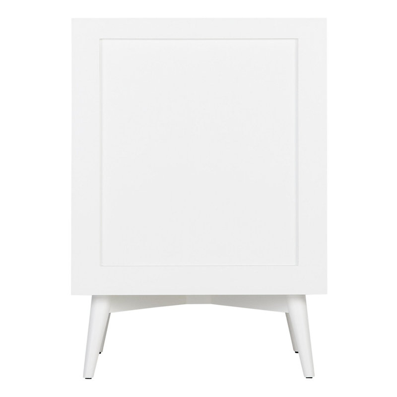 24" Novak Single Bathroom Vanity Set with Oval Undermount Sink, Arctic White Quartz, 8" Widespread, Natural Teak/ 25" W