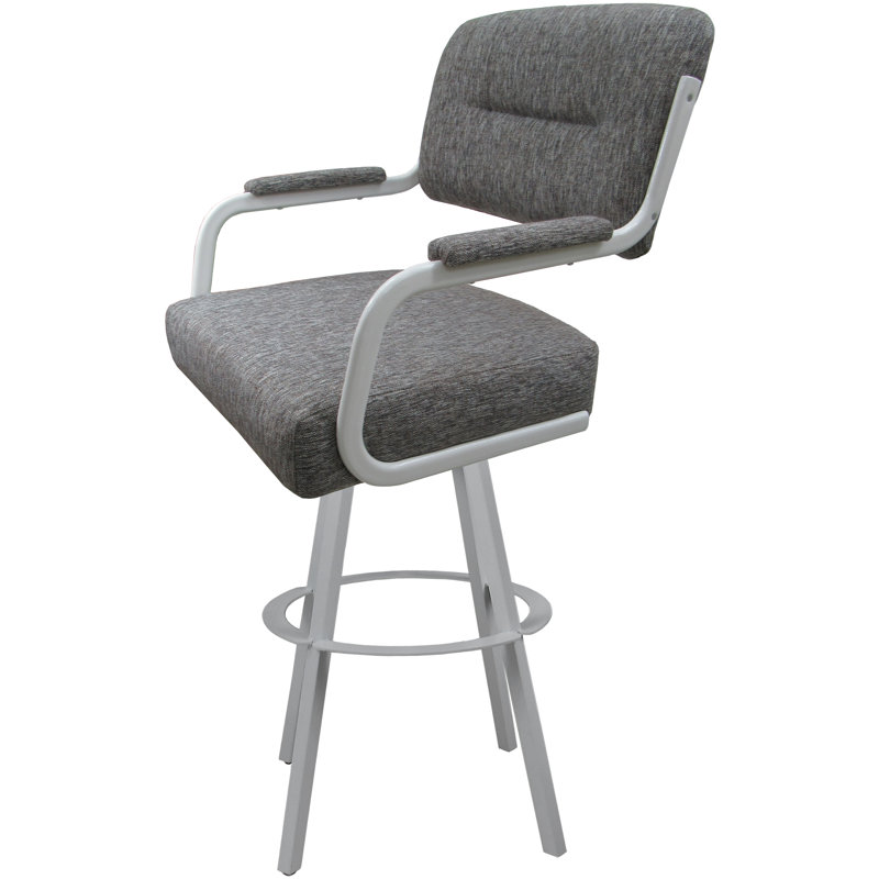 Tabouret pivotant rembourré Cessna, Blanc, Gris, Counter Stool (26" Seat Height)
