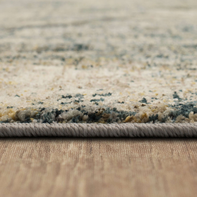 Gray Abstract Synthetic 5' x 7' Stain-Resistant Area Rug