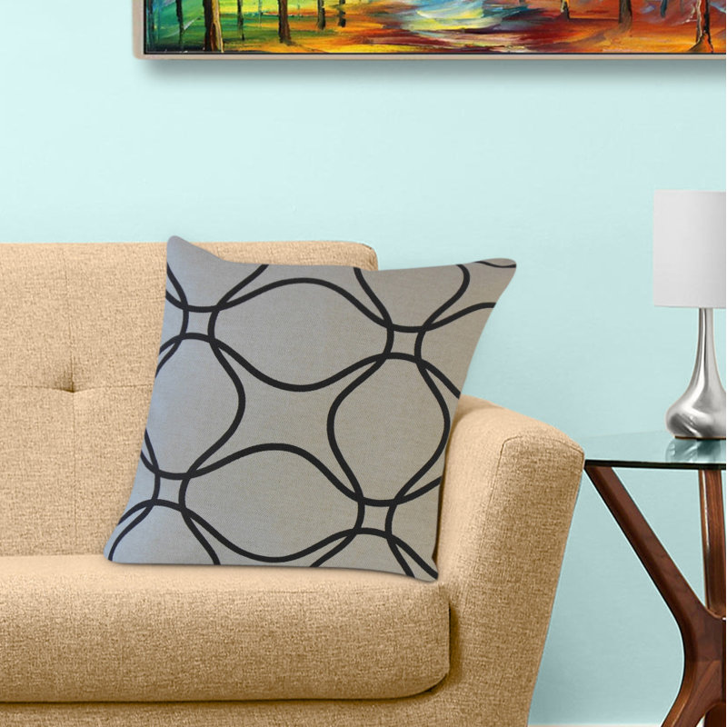 Coussin Lalage, 18 po x 18 po, Gris / noir, Coussin décoratif
