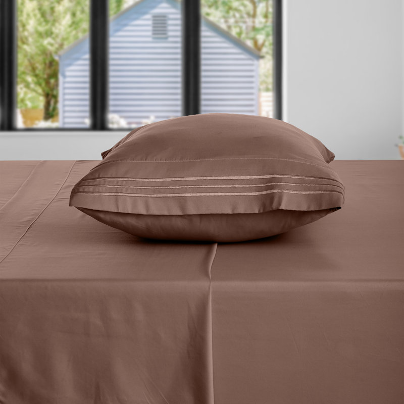 Ensemble de literie en microfibre 1800 Series, Ensemble de draps pour lit simple avec 1 taie d'or, Brun