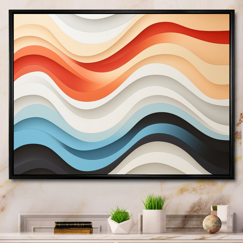 «Opt Right Line Delirum II», reproduction sur toile, H 16 po x l 32 po x P 1 po, Cadre flottant noir