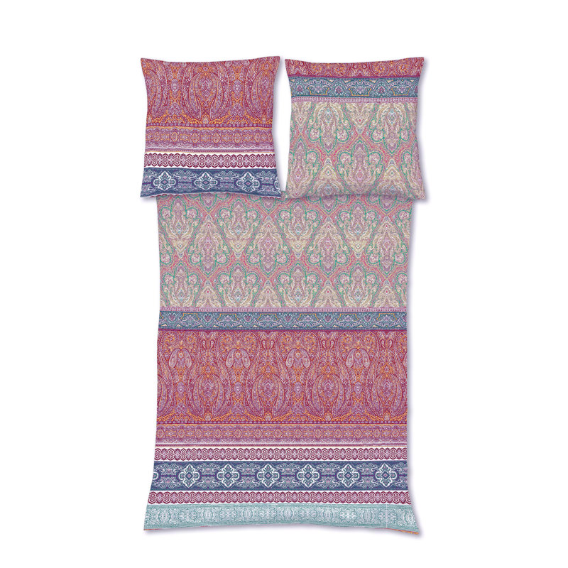 Lech Cotton Paisley Duvet Cover Set with Pillowcases, Single Duvet Cover + 1 Standard Pillowcase, Mystic Pink