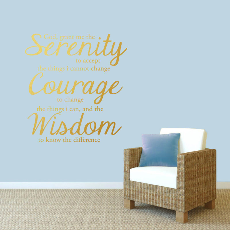 Décalcomanie murale, "Serenity Prayer", Or