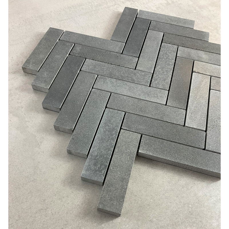 1" x 4" Basalt Gray Herringbone Mosaic Tile for Wall & Floor