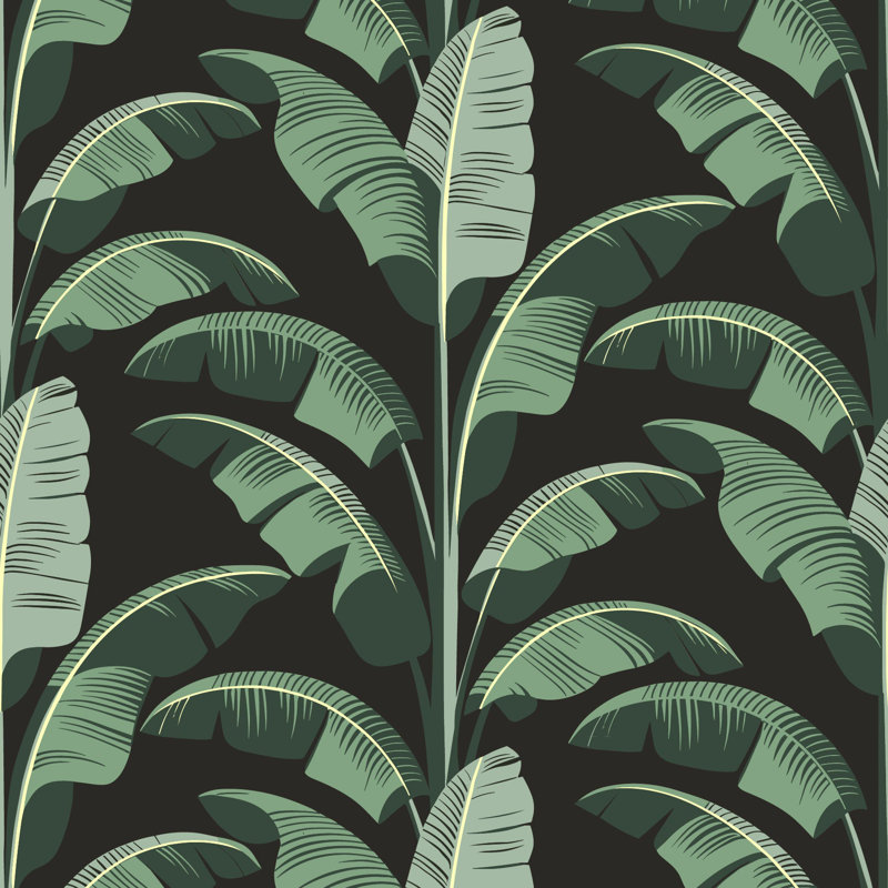 Banana Leaf - Wallpaper, Black, Self-Adhesive