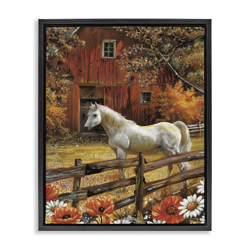 Cadre flottant campagnard Country Horse, par Ed Wargo, Cadre flottant noir de jais, H 21 po x l 17 po