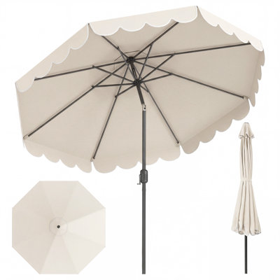 10 Ft Patio Umbrella With Crank Tilt Adjustment Ruffles Vented Top 8 Ribs
