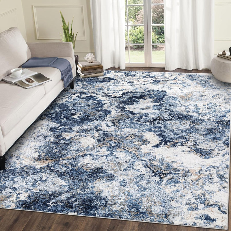 Washable Brown Rug, Abstract Non-Slip, Soft Low Pile for Kitchen, Hallway, Bathroom, Laundry, Indoor Accent Carpet.