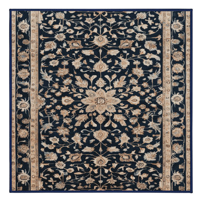 Tapis bleu turc lavable à la machine