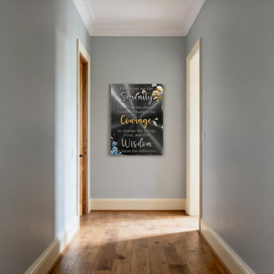 «Serenity Prayer» avec motif floral sur toile tendue, reproduction de peinture à l'huile pour bureau à domicile et salon